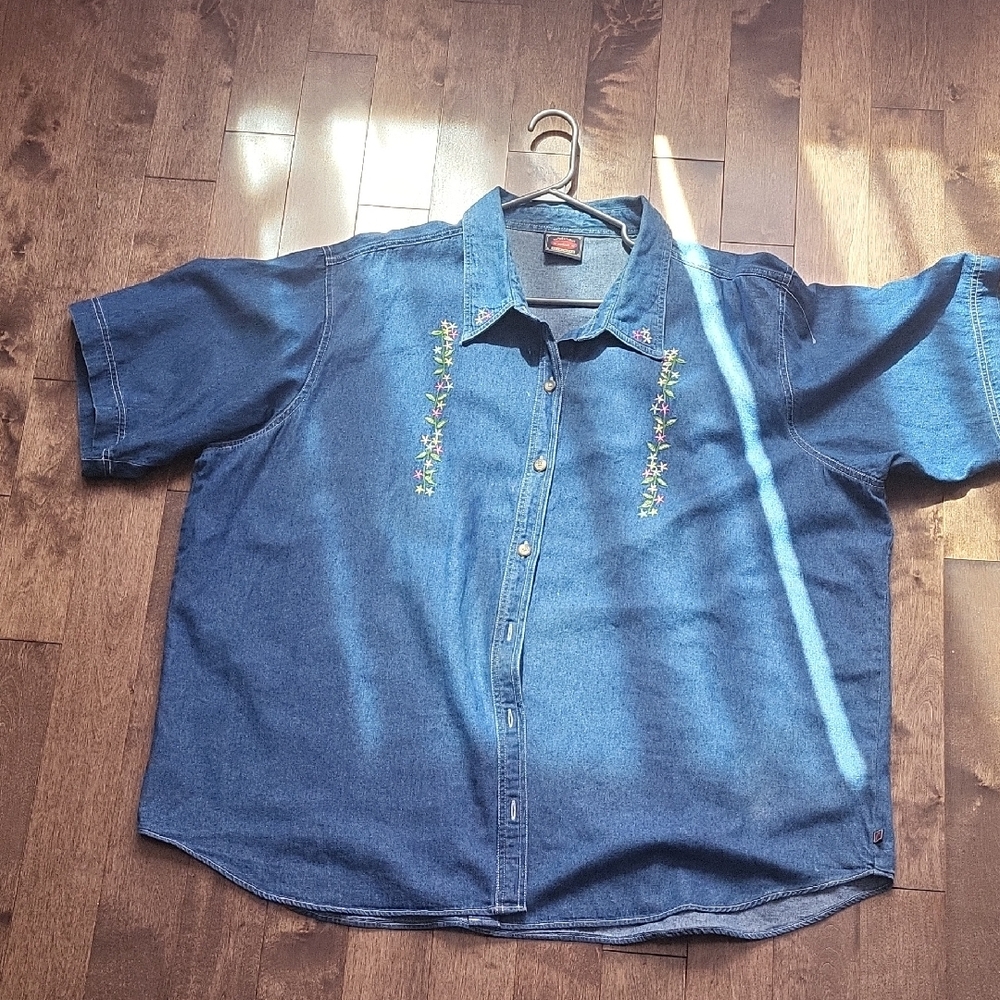 Embroidered Denim Shirt Vintage Size 3x